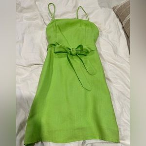 J.O.A. Tie front cotton and linen neon green minidress size xs